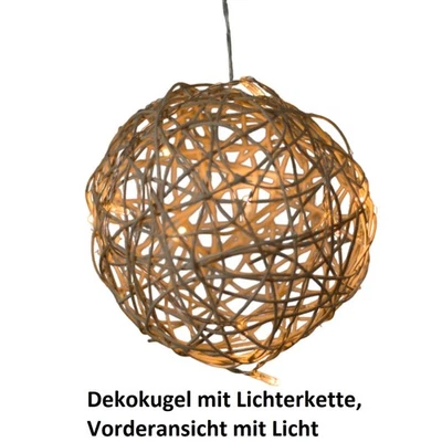 LED Dekokugel Natur Peddigrohr Lichterkette Stimmungslicht Deko - Bild 1 von 4