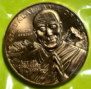2006 14th Dalai Lama of Tibet US Mint Congressional Bronze Medal  36mm - Picture 1 of 3