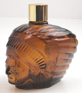 Avon Spicy After Shave Indian Head Brown Glass Bottle Empty - Picture 1 of 8