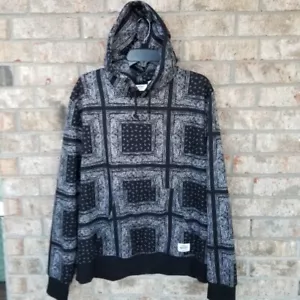 Conspiracy By Wesc Unisex Black White BANDANA Hoodie Sweatshirt Men XL Women XXL - Picture 1 of 7