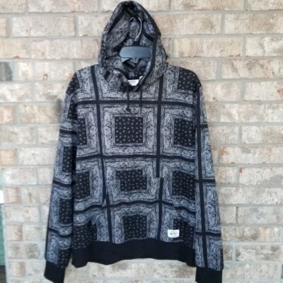 Conspiracy By Wesc Unisex Black White BANDANA Hoodie Sweatshirt Men XL Women XXL - Image 1 of 4