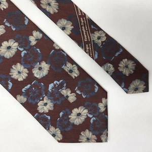 ERMENEGILDO ZEGNA DISEGNO ESCLUSIVO SILK TIE BRONZE BLUE SHIMMER FLORAL 3.75" - Picture 1 of 2