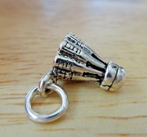 Dije pájaro de bádminton de plata esterlina 3D 13x9 mm - Imagen 1 de 8