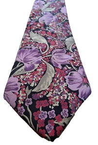 Pierre Cardin Necktie Tie Floral Mauve Couture Men's 100% Silk Made In USA VTG - Picture 1 of 8