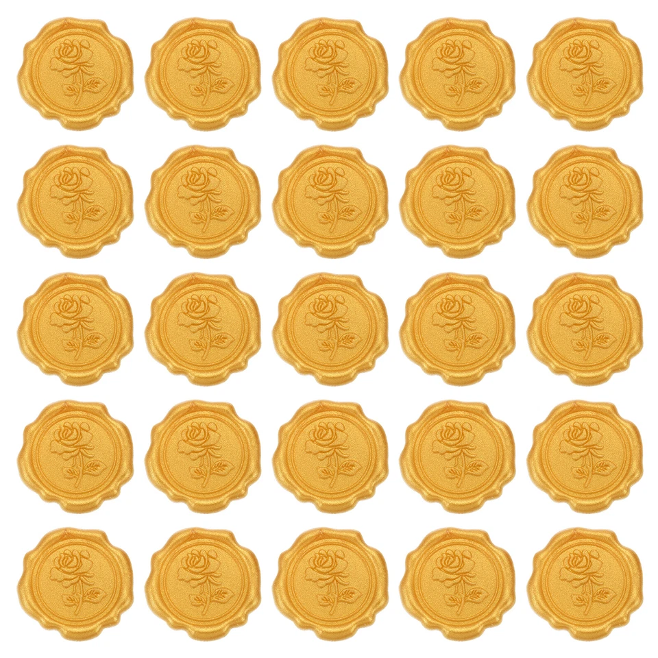 Pegatinas de sello de cera, 25 piezas autoadhesivas pegatinas rosa, tono dorado Foto 1 de 4