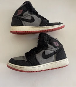Air Jordan 1 Retro Canvas Alarming Mid Top Sneakers (440563-002) Taglia 6Y -LEGGI - Foto 1 di 9