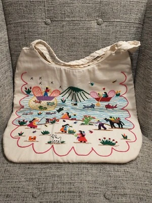 Hand Embroidered Canvas Tote Bag - Off-white. New without Tags. - Image 1 of 4