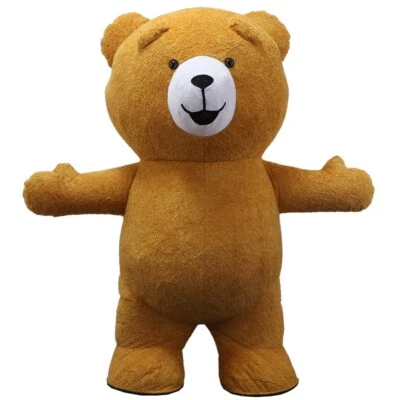Cute Teddy Bear Inflatable Costume Plush Mascot Adult Cosplay Dress Up w/Battery - Image 1 of 4
