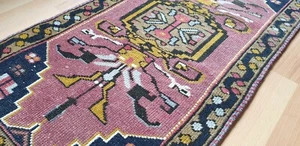 Small old Turkish handwoven rug 53x102 cm Vintage Boho Handmade Home Decor - Picture 1 of 10