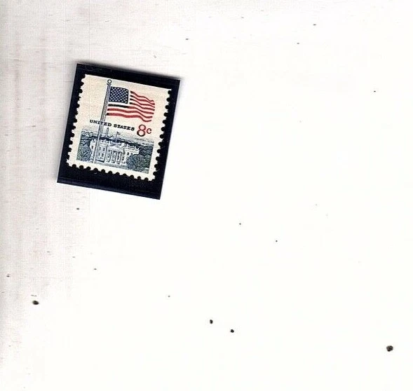 US Sc 1338 MNH. 1971 8c Flag, blue ink on flag redline smear blue on #8  (goo2 - Image 1 of 1
