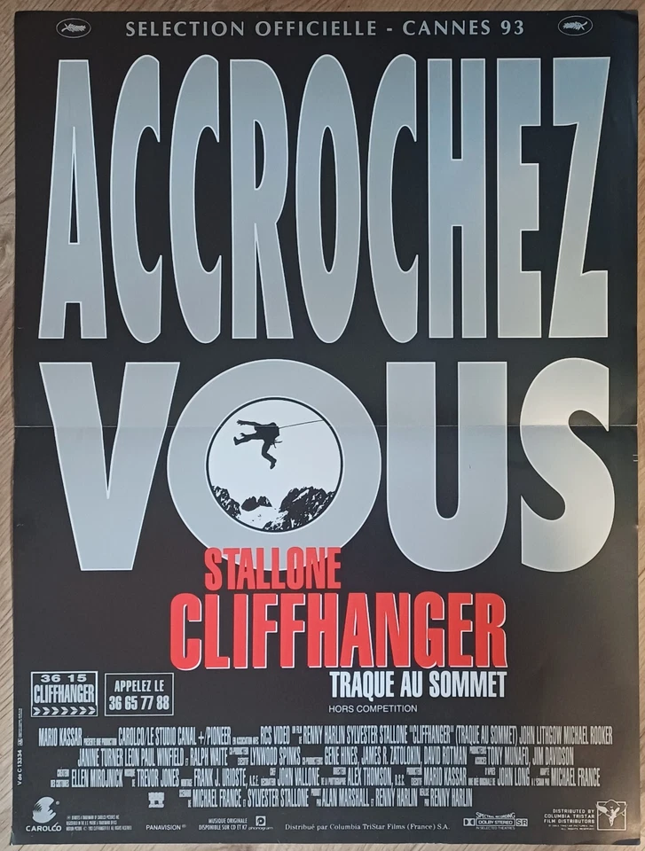 Plakat Kino Film Cliffhanger Sylvester Stallone - 40 X 60 CM - Bild 1 von 1