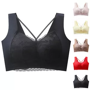 Seamless Lace Bras For Women Wirefree Comfortable Mesh Padded Soft Back - Picture 1 of 36
