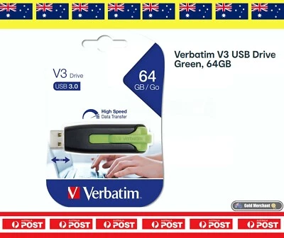 Verbatim 64GB V3 Drive USB3 High Speed Stransfer - Green, Brand New - Image 1 of 4