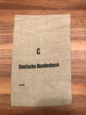 Geldsack Leinensack Jutesack Geldbeutel Geldtasche groß Deutsche Bundesbank Neu  - Bild 1 von 4