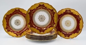 Set of 8 Beautiful Jeweled Copeland Red Spode Dessert/Lunch Plates, Circa 1920 - Picture 1 of 8