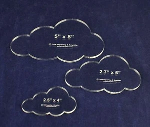 Cloud Templates- 3 Piece Set -4, 6, 8 Inches - Clear Acrylic 1/4 Inch - Picture 1 of 3