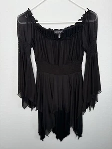 Mini Vestido Pequeño Negro Bruja Hada Gótico Muñecas Current Mood Matar Pañuelo - Imagen 1 de 8