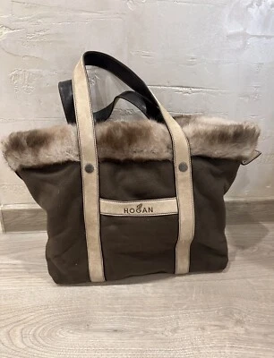 Hogan bag leather/cloth decorates with natural fur - Image 1 of 4
