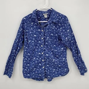 Duluth Button Up Shirt Long Sleeve Collared Floral Blue Size M Womens - Picture 1 of 10