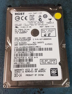 HGST 2.5" 1TB SATA Hard Disk Drive 5K1000-1000 0J34283 H2T1000854S Laptop 1000GB - Afbeelding 1 van 1