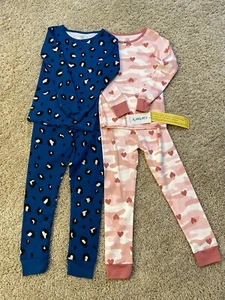 CARTER'S Girls Cotton 4 Piece Camo Animal Print Pajama NWT Retails $44 Size 4 - Picture 1 of 4