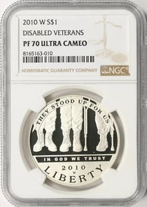 2010-W $1 Disabled Veterans Silver Dollar NGC PF70 Ultra Cameo - Picture 1 of 4
