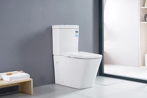 WHITE TOILET SUITE CERAMIC SOFT CLOSE SEAT WASHDOWN BACK TO WALL P OR S TRAP - Picture 1 of 6