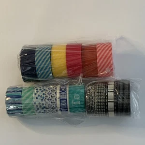 Washi Tape LOT of 16 Rolls Film Black Blue Anchor Stripes Red Yellow Dots - Picture 1 of 3