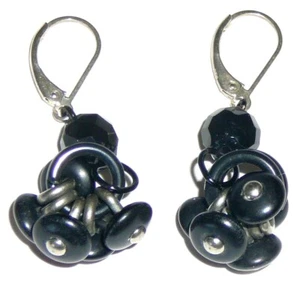 Antique shoe-button pierced earrings, bakelite and sterling silver - Picture 1 of 1