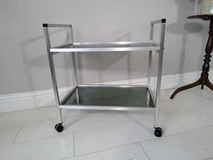 Aluminium Trolley Smoked Glass Console Table Trolley FREE Postage Available - Picture 1 of 20