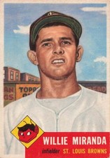 WILLIE MIRANDA 1953 TOPPS BASEBALL VINTAGE CARD #278 DETROIT TIGERS ROOKIE EX