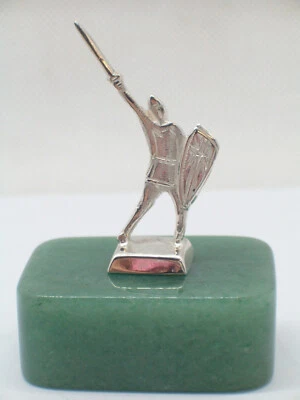 Alberto Da Giussano in ARGENTO 925 su Avventurina Verde - fermacarte Pietra Dura - Immagine 1 di 4