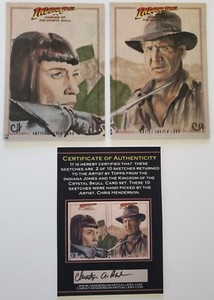 2008 sketch card art INDIANA JONES  SPALKO crystal skull HENDERSON topps 2-PANEL