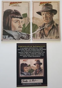 2008 sketch card art INDIANA JONES SPALKO crystal skull HENDERSON topps 2-PANEL - Picture 1 of 10