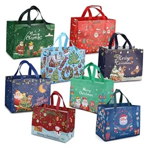 8PCS Christmas Gift Bags,Christmas Tote Bags with Handles, Christmas Treat - Picture 1 of 8