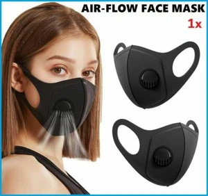 Face Mask Protective Air Filter Durable Washable Reusable Black UK - Picture 1 of 12