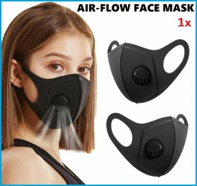 Face Mask Protective Air Filter Durable Washable Reusable Black UK - Image 1 of 4