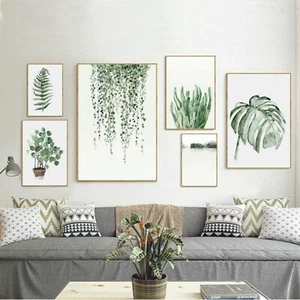 Wall Landscape Painting Decorative Picture Green Plant Leaf Cactus - Picture 1 of 15