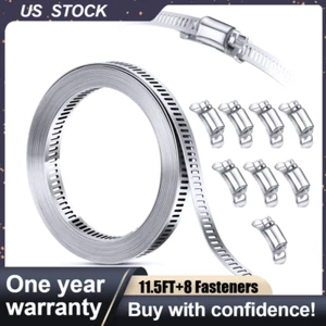 11.5FT+8 Fasteners Adjustable Large Hose Clamps Worm Gear Stainless Steel Clamp - Bild 1 von 14