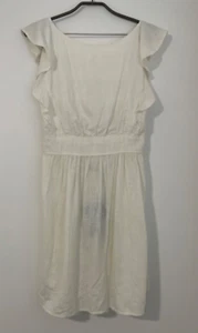 SASS Womens dress Beach Babe Dress linen white Summer open back NWT siez 14 - Picture 1 of 8