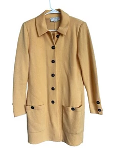 St. John Collection Blazer Size 12 Lt. Yellow 6 Button Front Longer Length READ - Picture 1 of 22