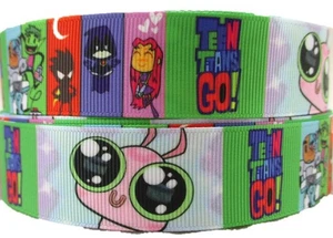 Ghost Titans Cartoon Inspired 1" Hair bow Ribbon 3 yards - Picture 1 of 3