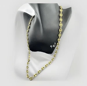 Solid 10K Gold Puffy Anchor Mariner Link Chain Necklace 24.5in, 7.66mm, 22.5G - Picture 1 of 12