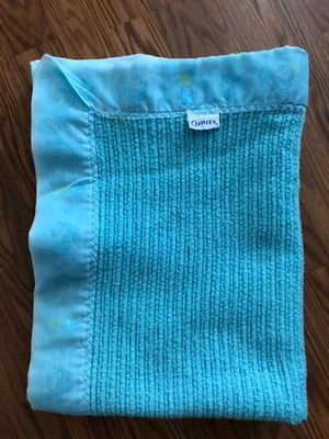 毛毯纯度绿色婴儿亚克力华夫饼编织熊鸭装饰复古 32 英寸 x 48 英寸 — 第 1/4 张图片