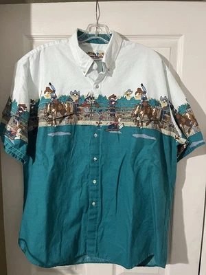 Camisa De Colección Looney Tunes Colección Western Talla XL Abotonada Bugs Lucas Taz Foto 1 de 4