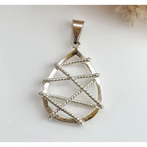 Abstrakte Perlen gewickelt Träne Sterling Silber 925 Vintage Anhänger - Bild 1 von 10