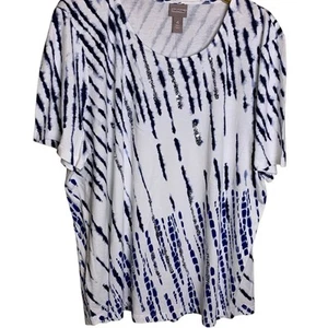 Chico's Tee Women's Size 4 Tie Dye Americana Sparkle Scoop Neck Patriotic NWT - Picture 1 of 5