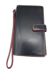 LODIS Black Leather Card Wristlet Credit Card Wallet Small Size - Picture 1 of 12