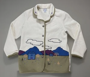 Vintage 90s Alfred Dunner Embroidered Fleece Farm Landscape Jacket Womens Sz S - Picture 1 of 6
