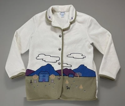 Vintage 90s Alfred Dunner Embroidered Fleece Farm Landscape Jacket Womens Sz S - Image 1 of 4